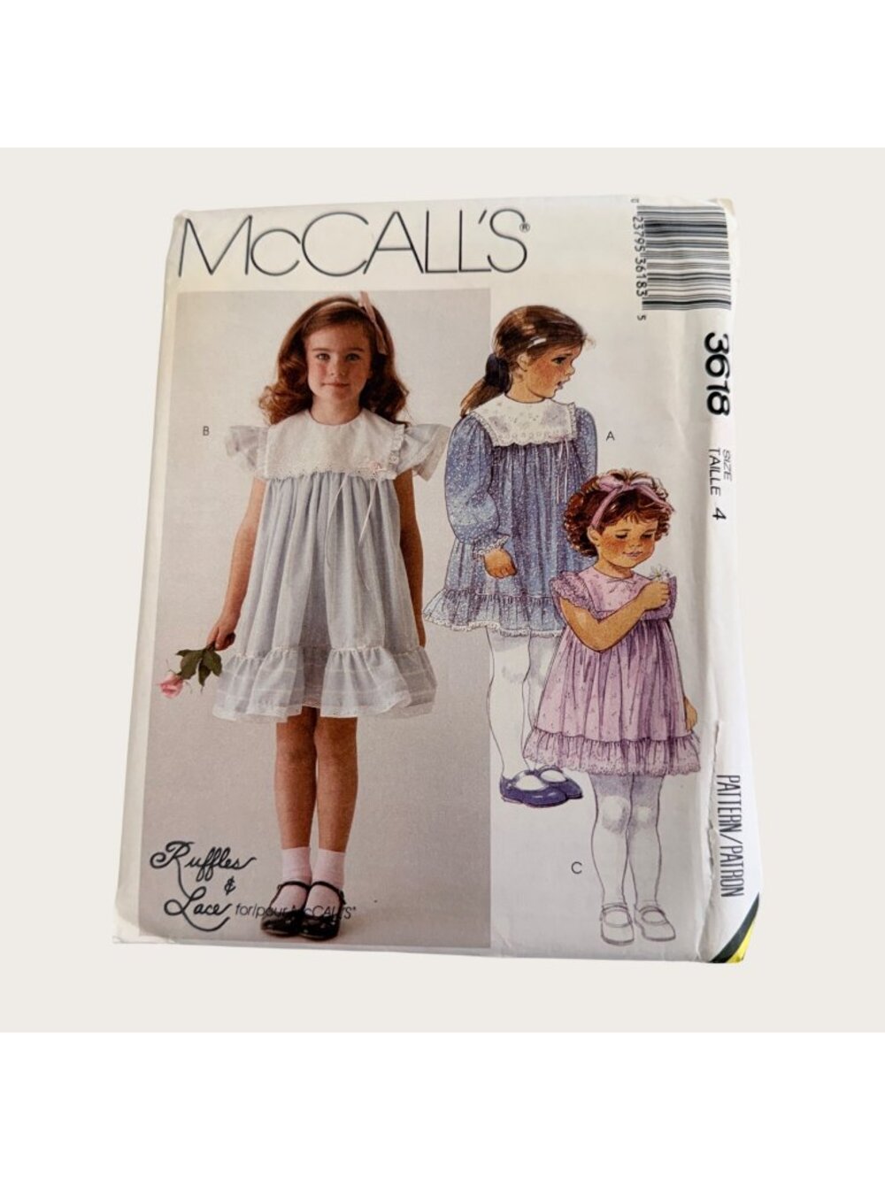 Vintage 1980s McCalls Sewing Pattern 3618 Girls Dress Size 4 Uncut